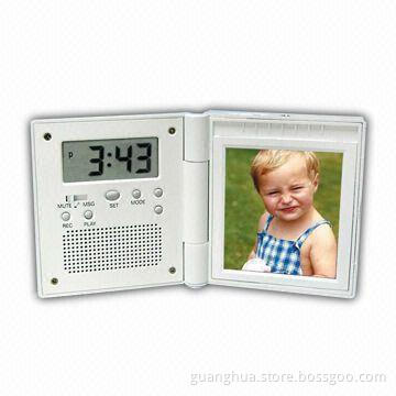 Fold-type picture photo frame with clock